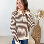 Striped Mock Neck 1/2 Zip Sweater - 2 colors! - The Nines