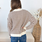 Striped Mock Neck 1/2 Zip Sweater - 2 colors! - The Nines