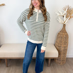 Striped Mock Neck 1/2 Zip Sweater - 2 colors! - The Nines