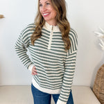 Striped Mock Neck 1/2 Zip Sweater - 2 colors! - The Nines