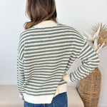 Striped Mock Neck 1/2 Zip Sweater - 2 colors! - The Nines