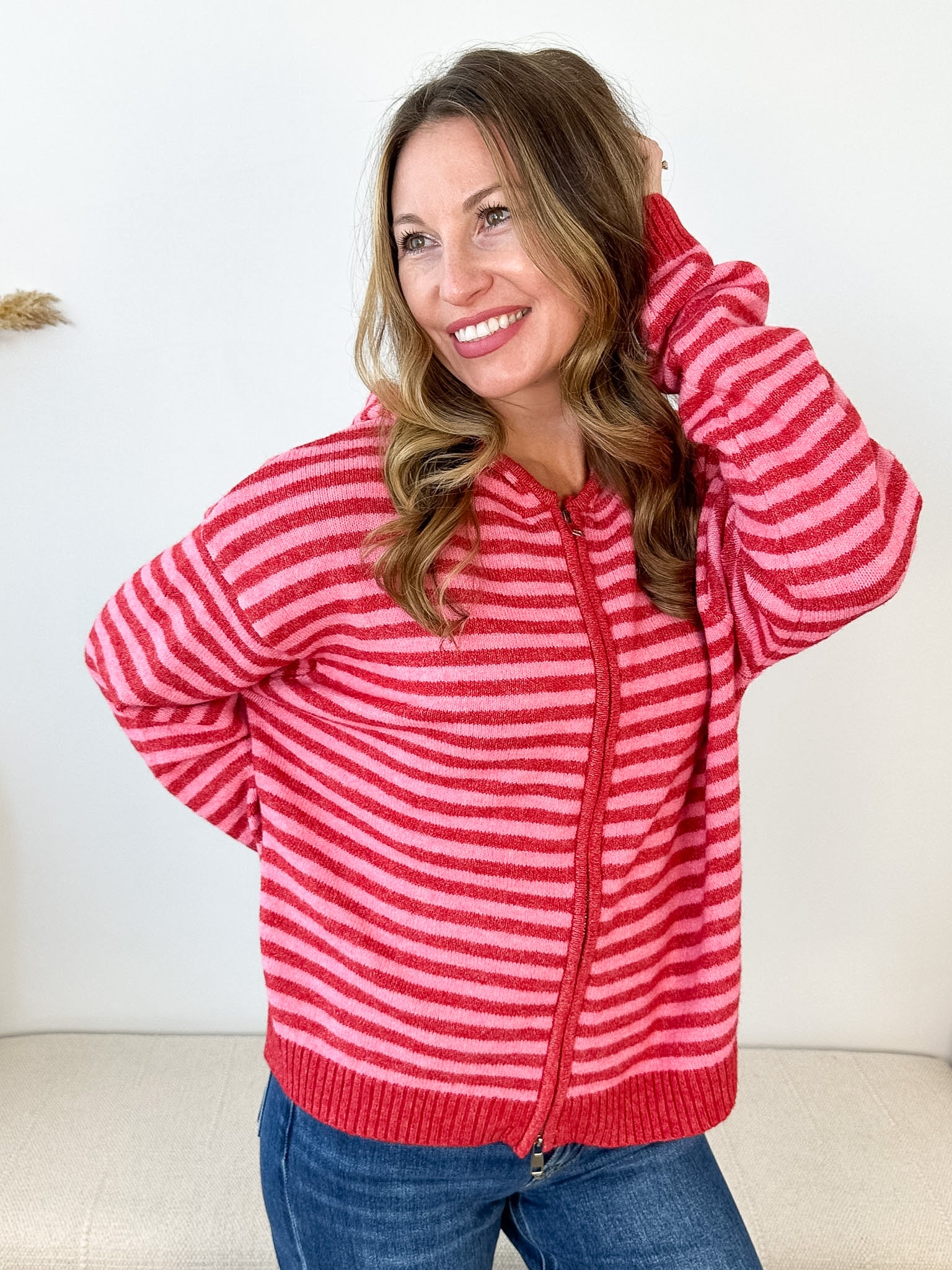 Striped Zip Up Sweater - 6 colors!