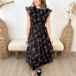 Smocked Ruffle Tiered Floral Midi Dress - The Nines