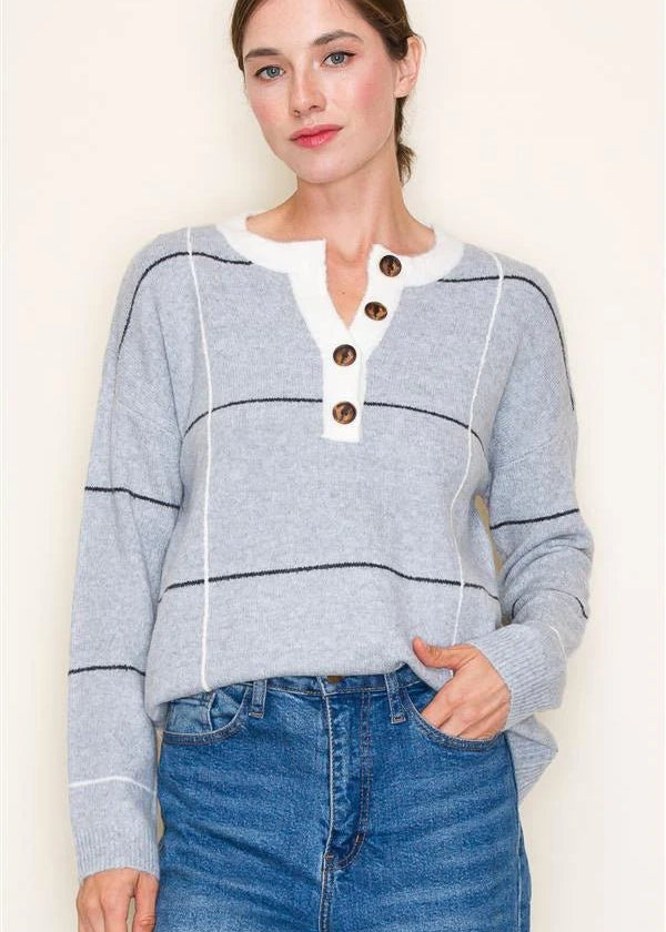 Grid Button Sweaters - 2 Colors! - The Nines