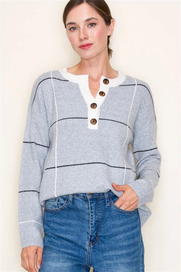 Grid Button Sweaters - 2 Colors! - The Nines