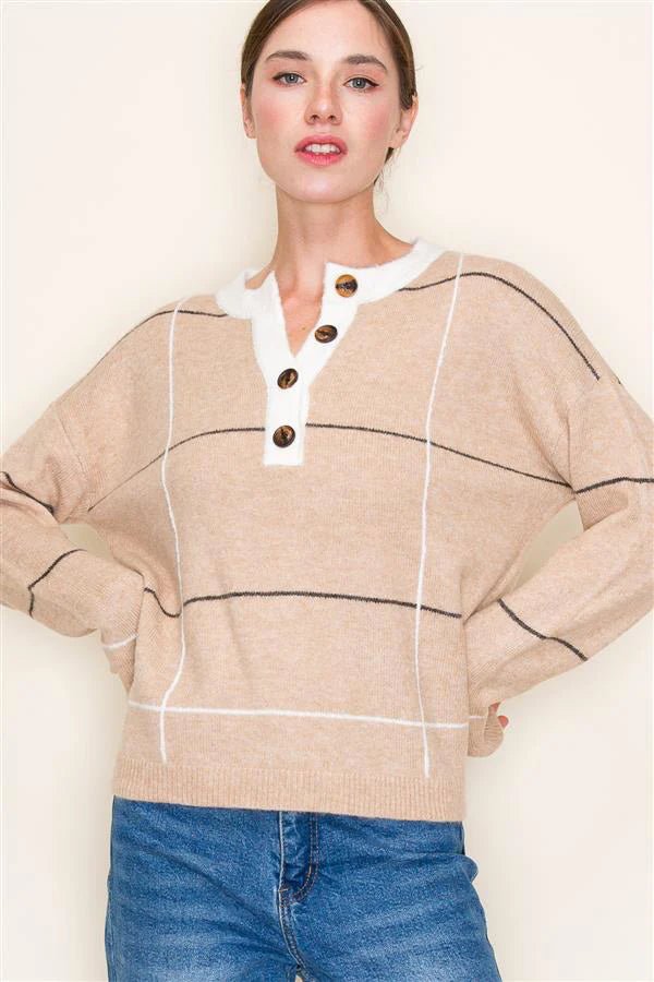 Grid Button Sweaters - 2 Colors! - The Nines