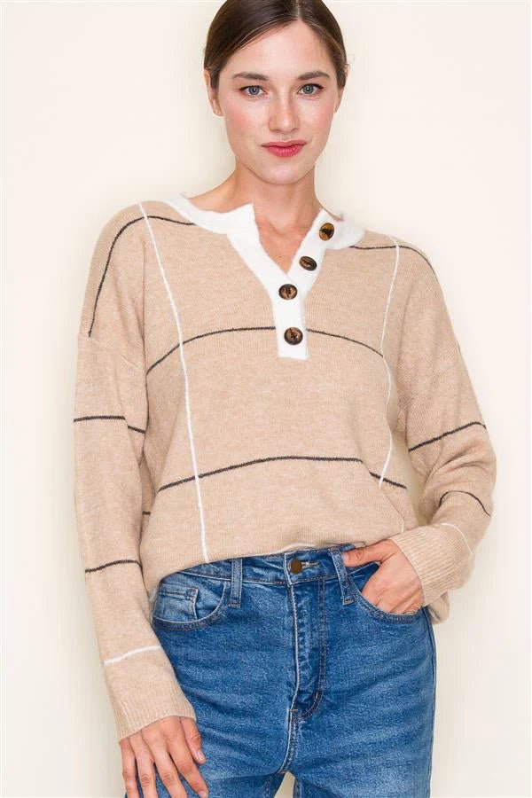 Grid Button Sweaters - 2 Colors! - The Nines