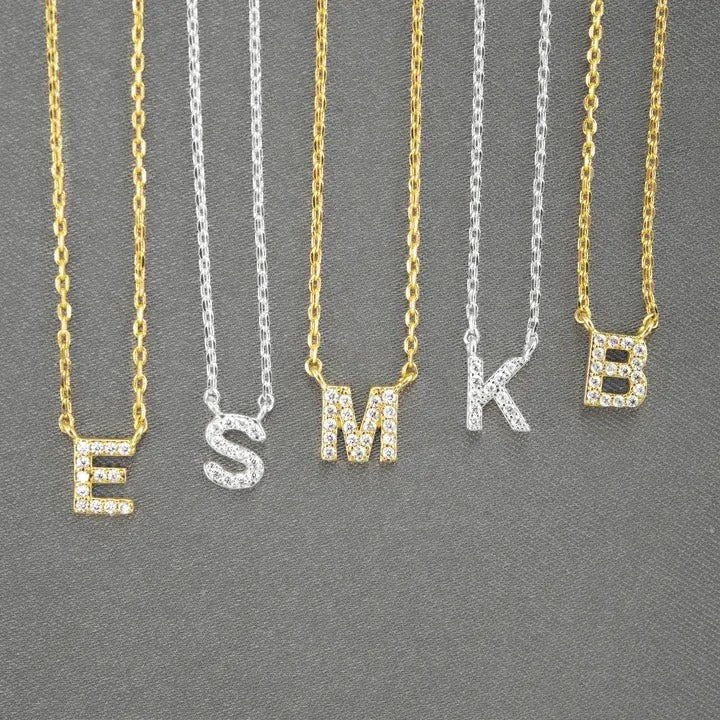 Amanda Blu Initial CZ Necklaces - Silver - The Nines