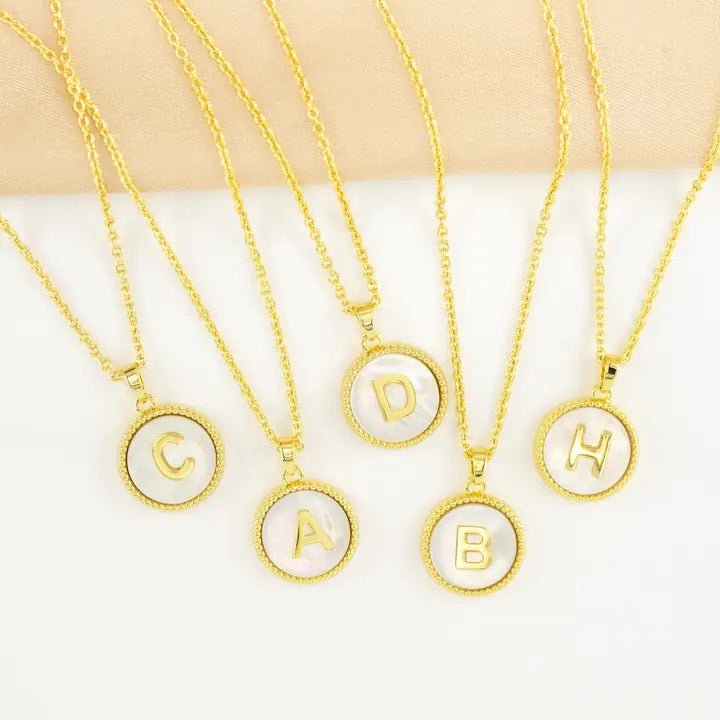 Amanda Blu Gold Mother Of Pearl Initial Necklaces - The Nines