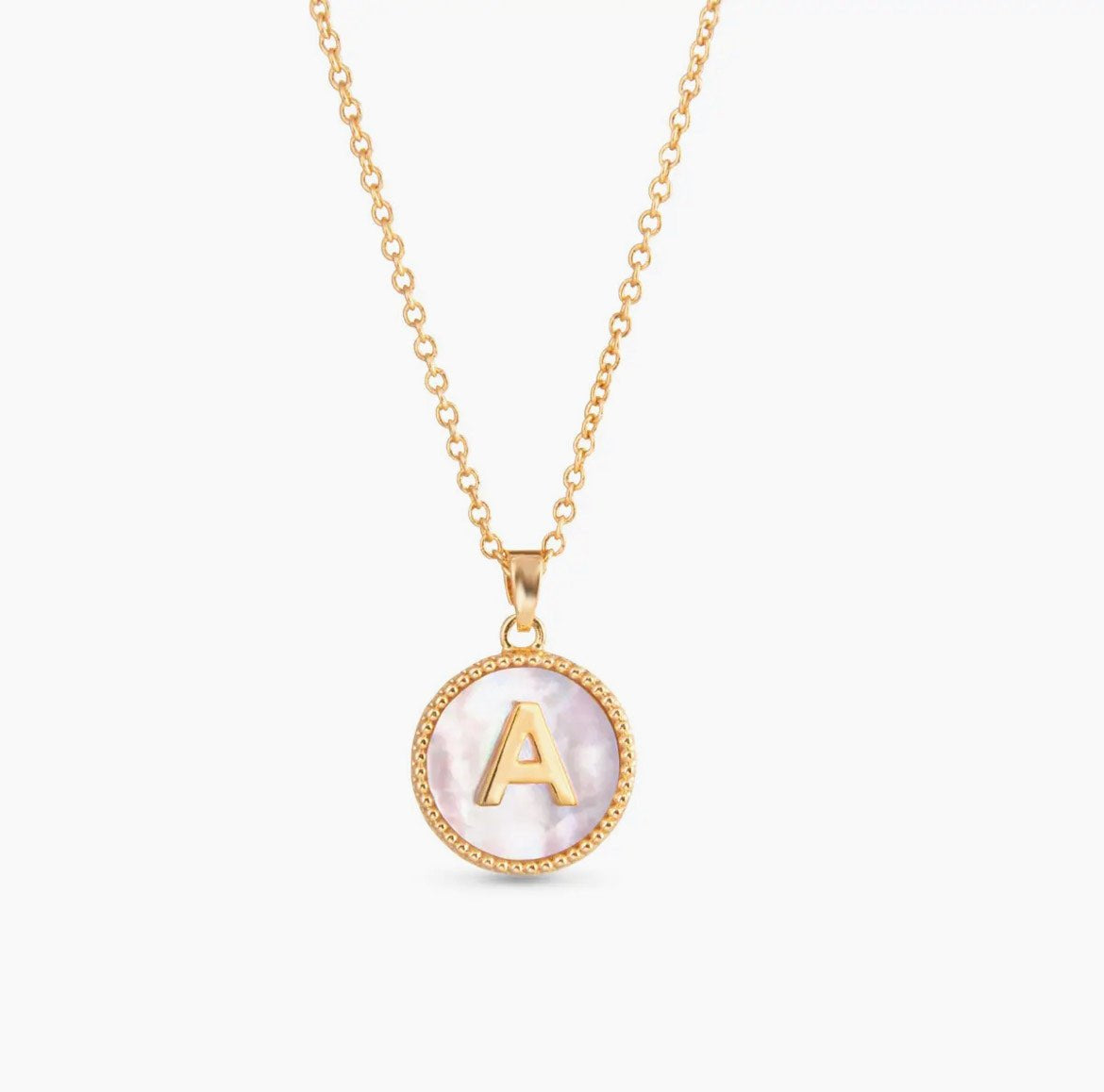 Amanda Blu Gold Mother Of Pearl Initial Necklaces - The Nines