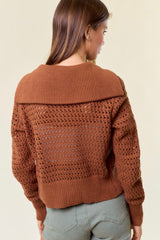 Caramel Zip Up Sweater