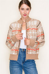 Wren Printed Zip Sweater Cardigan