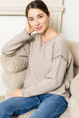 Stitch Notch Neckline Sweaters - 4 Colors!