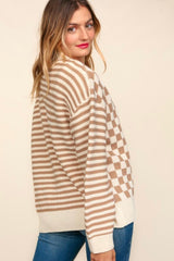 Checks & Stripes Taupe Cardigan