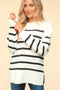 Relaxed Ivory & Black Striped Sweater