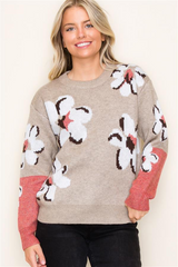 Two Tone Floral Sweaters - 2 Colors!