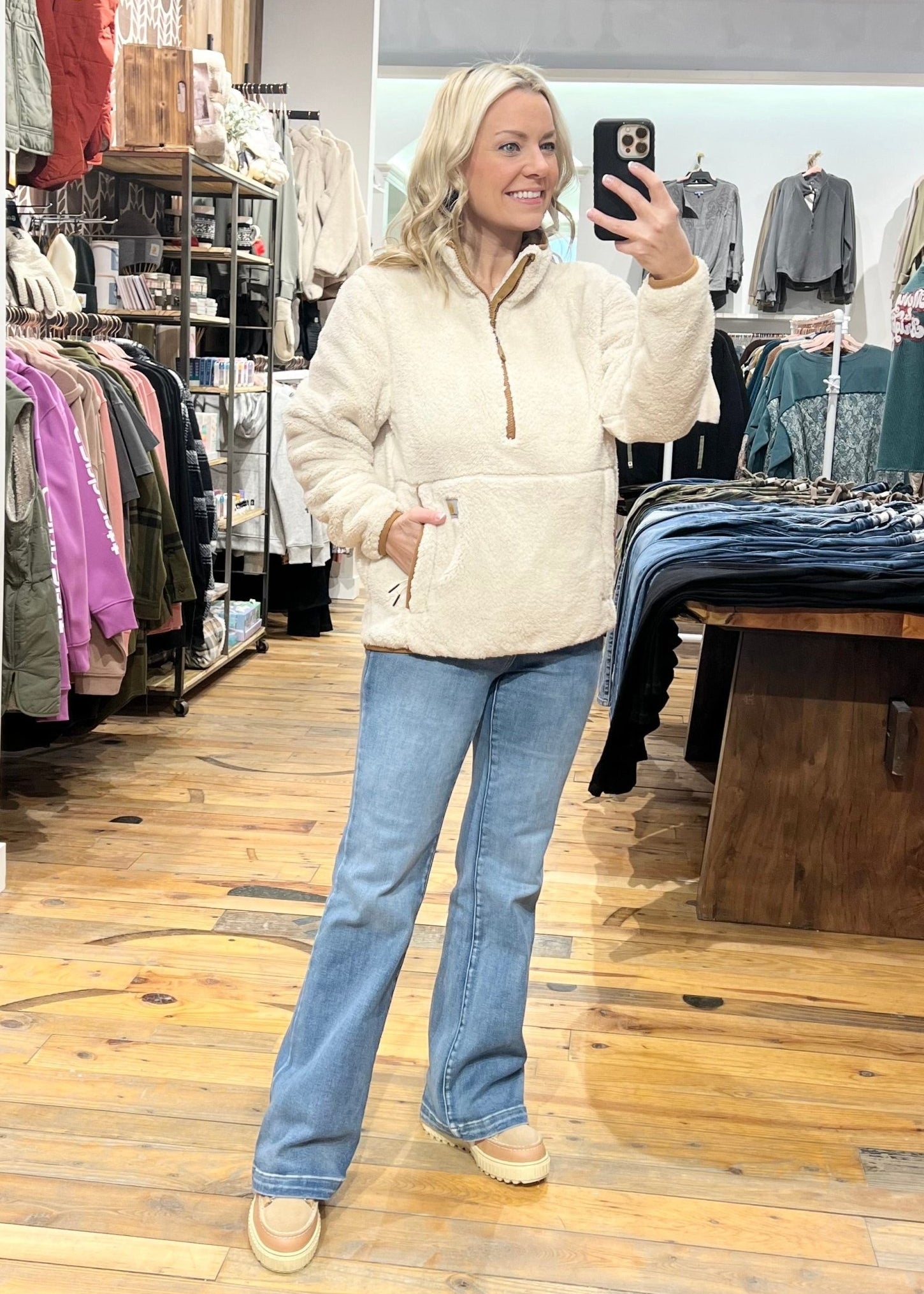 Loose Fit Oatmilk Fleece Pullover - The Nines
