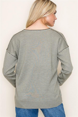 Contrast Rib Vneck Pullovers - 3 Colors!