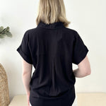 Black Cuffed Sleeve Button Down - The Nines