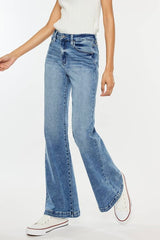 Kan Can High Rise Medium Wash Wide Leg Flare Jeans