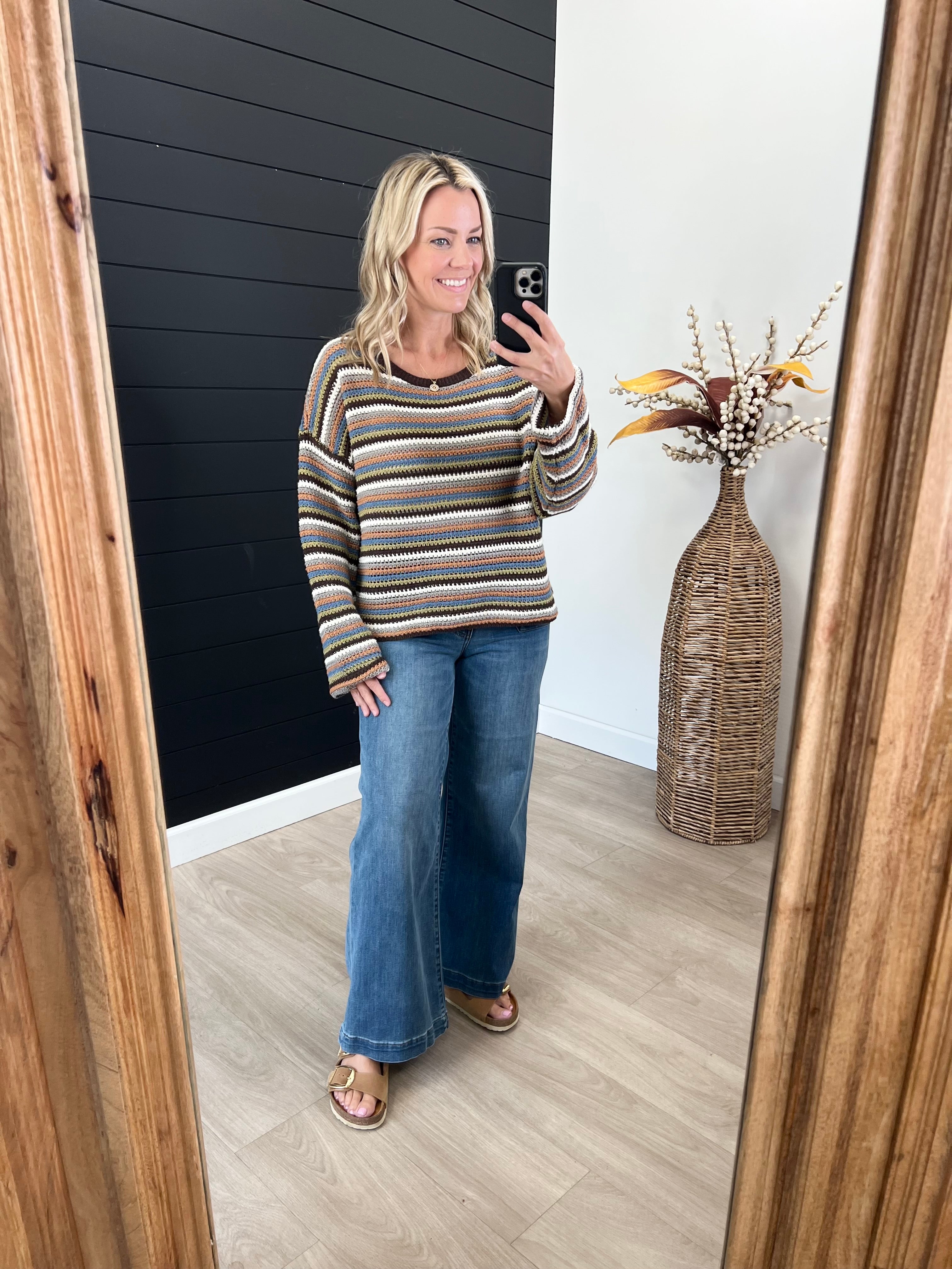 Lightweight striped sweater for fall