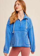 Making Waves Half Zip French Terry Pullovers - 4 Colors!