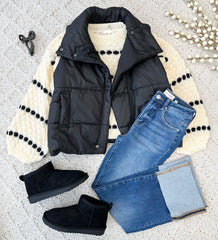 Cream & Black Dotted Sweater