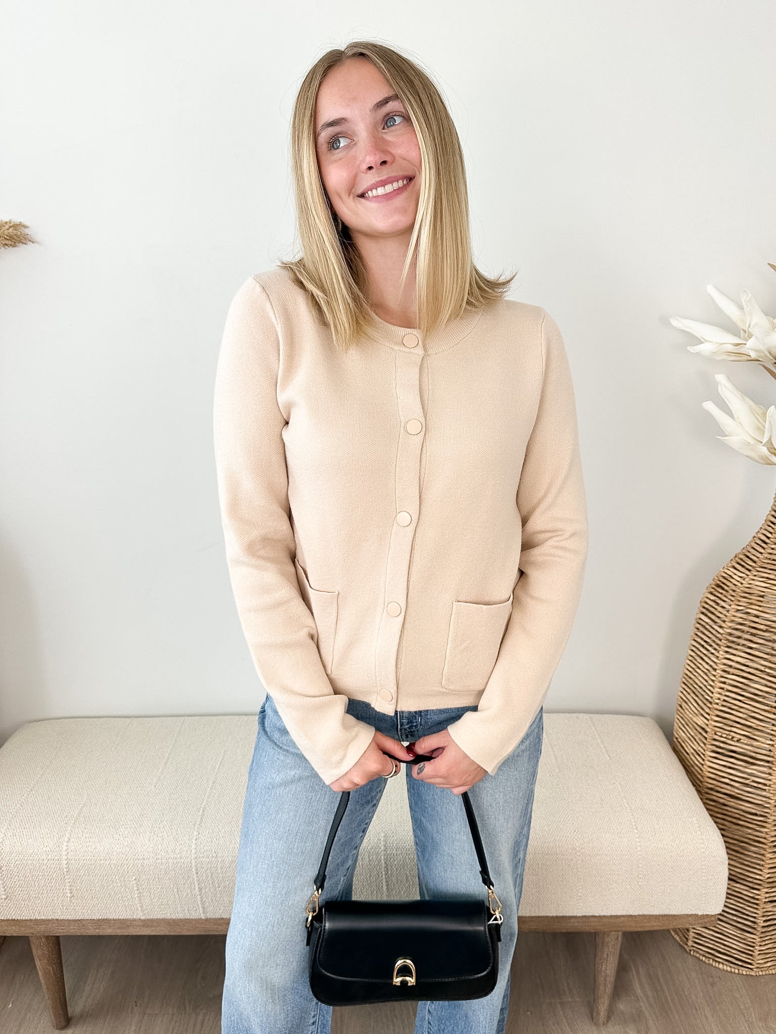 Crewneck Snap Button Cardigan - 2 colors! - The Nines
