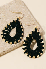 Teardrop Faux Leather Wrapped Earrings - 3 Colors!