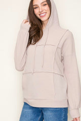 Taupe Textured Grid Hoodie