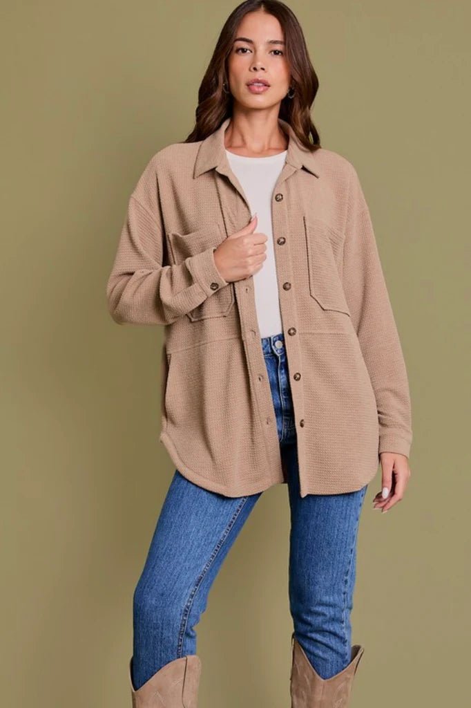 Textured Button Down Shirt Jackets - 2 Colors! - The Nines