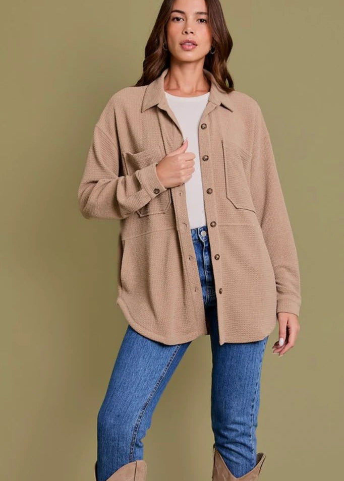 Textured Button Down Shirt Jackets - 2 Colors! - The Nines