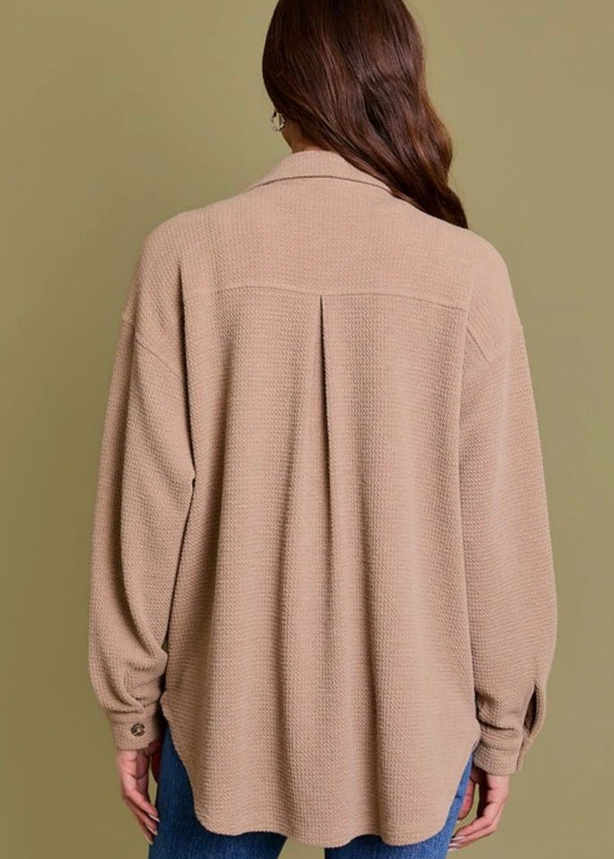 Textured Button Down Shirt Jackets - 2 Colors! - The Nines
