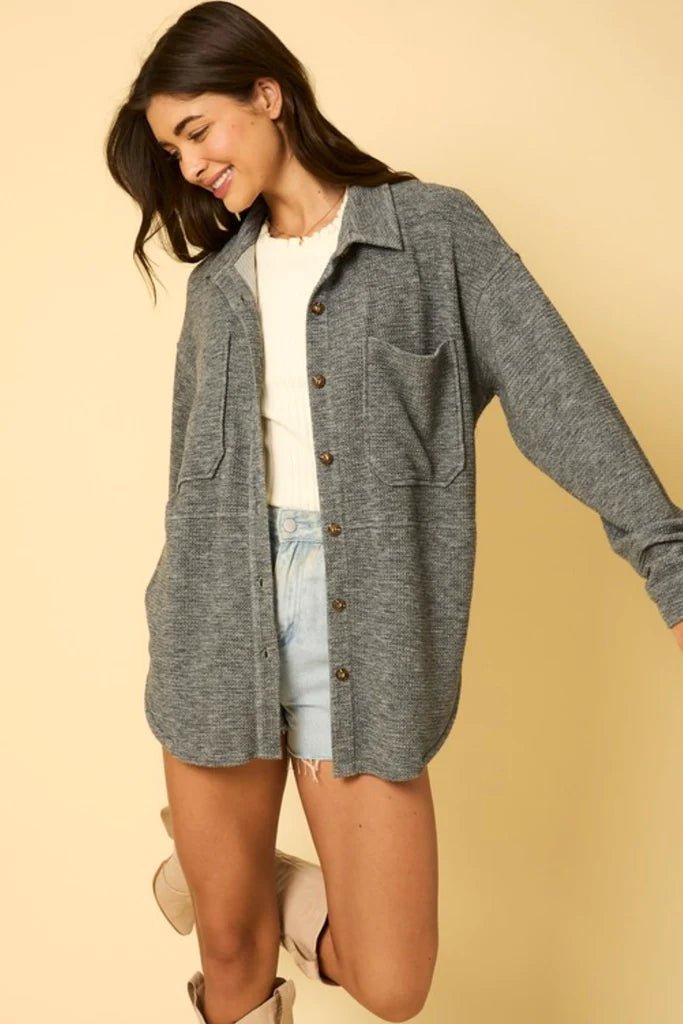 Textured Button Down Shirt Jackets - 2 Colors! - The Nines