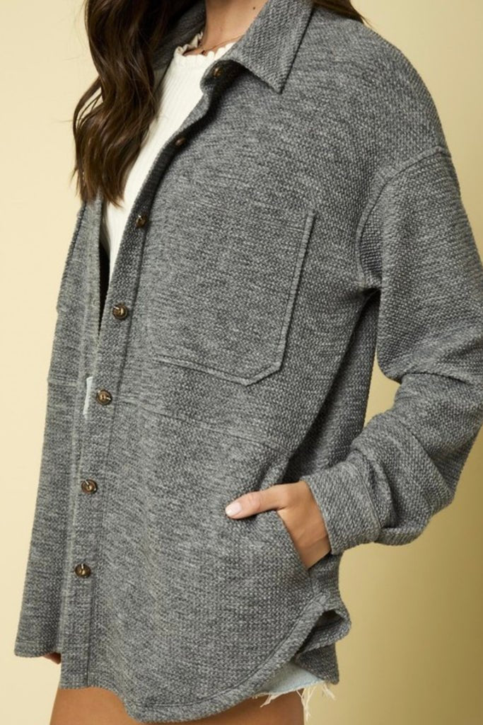 Textured Button Down Shirt Jackets - 2 Colors! - The Nines