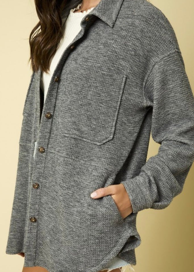 Textured Button Down Shirt Jackets - 2 Colors! - The Nines