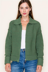 Green Zip Sweater Jacket