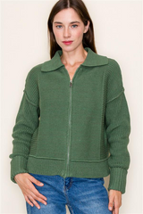 Green Zip Sweater Jacket