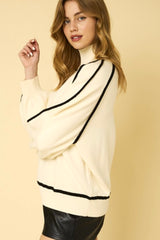 Ivory Black Seam Detail Sweater