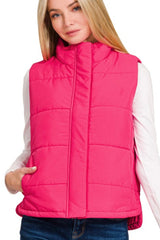 Hot Pink Basic Puffer Vest