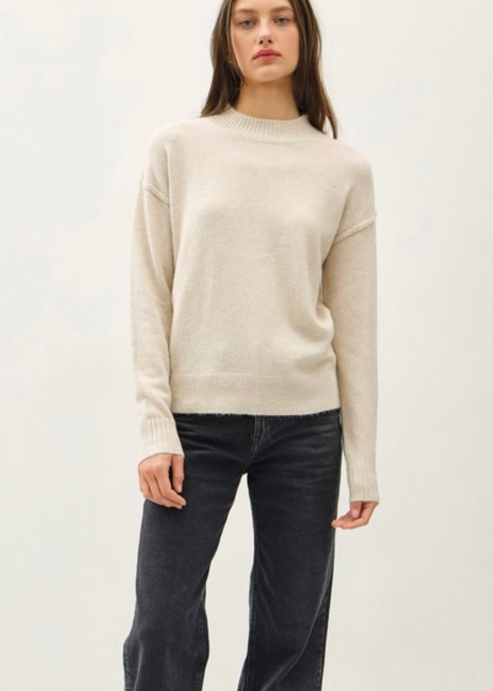 Light Oat Rib Back Sweater - The Nines
