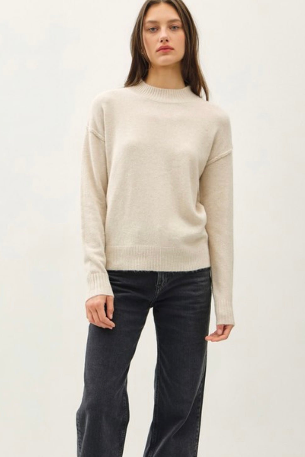 Light Oat Rib Back Sweater - The Nines