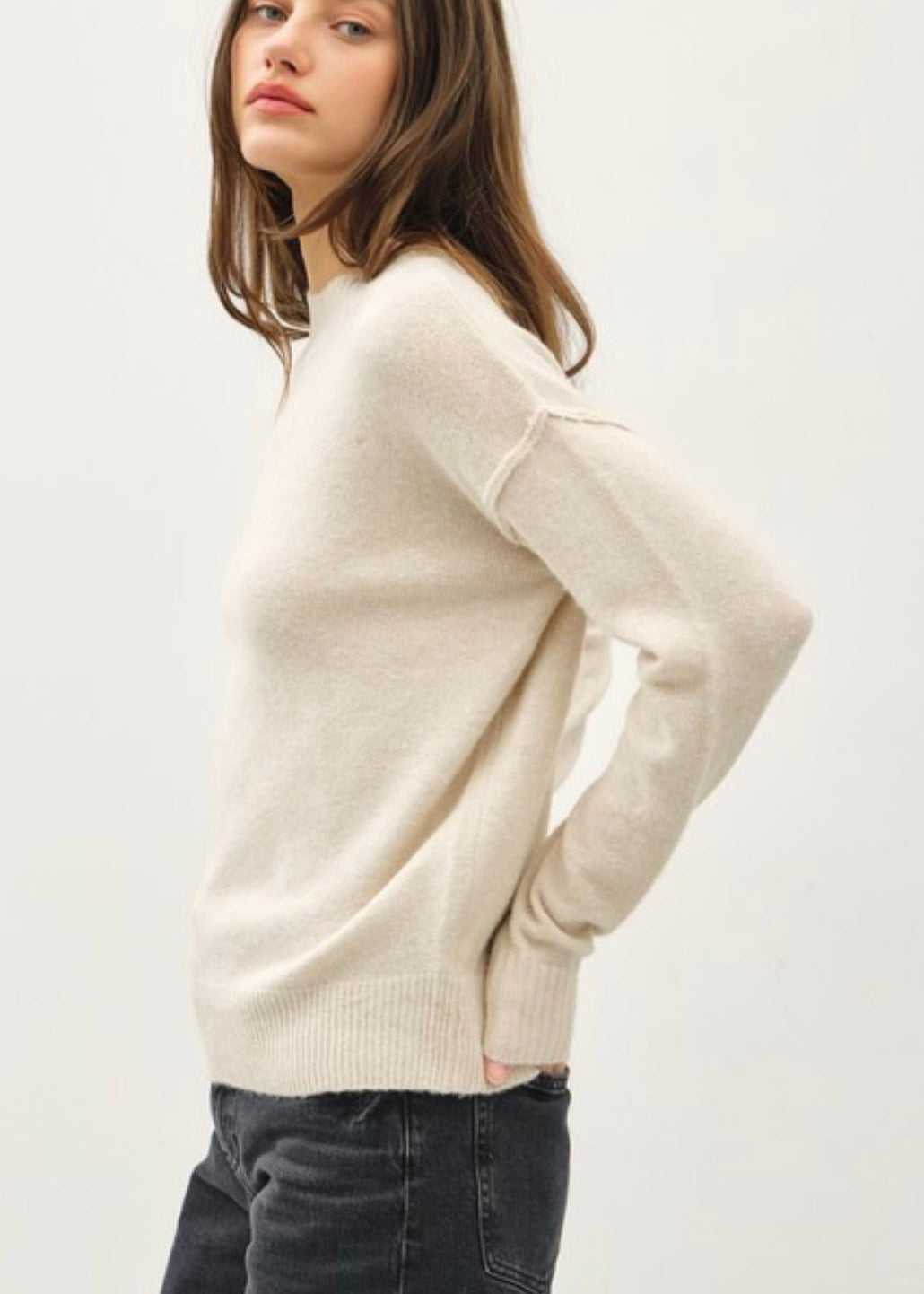 Light Oat Rib Back Sweater - The Nines
