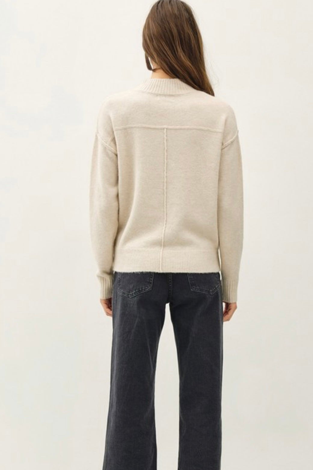 Light Oat Rib Back Sweater - The Nines