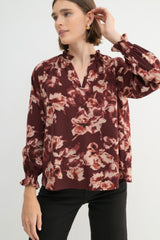 Burgundy Floral Blouse - FINAL SALE