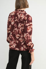 Burgundy Floral Blouse - FINAL SALE