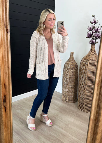 Together Again Natural Crochet Cardigan