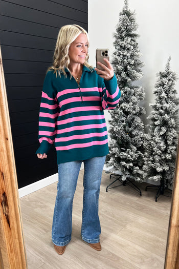 All Kinds Of Happy Striped Zip Top