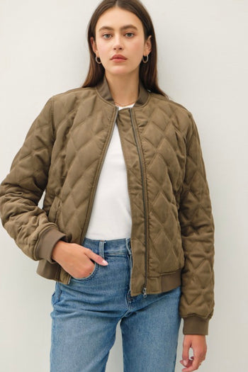 Diamond Quilted Fur Lined Bomber Jackets - 2 Colors!