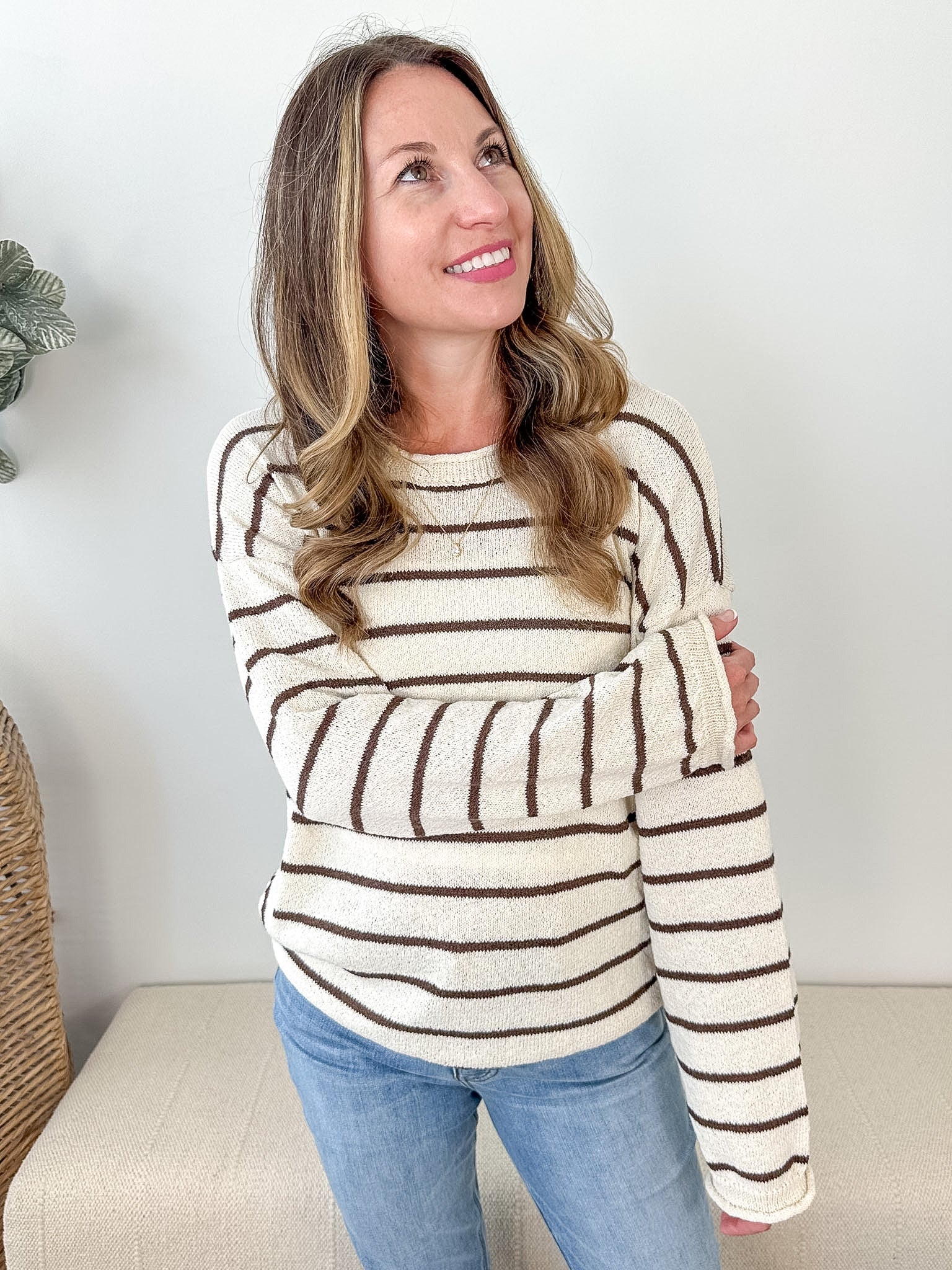 Striped Raw Edge Sweater - The Nines